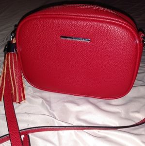 Red leather crossbody bag